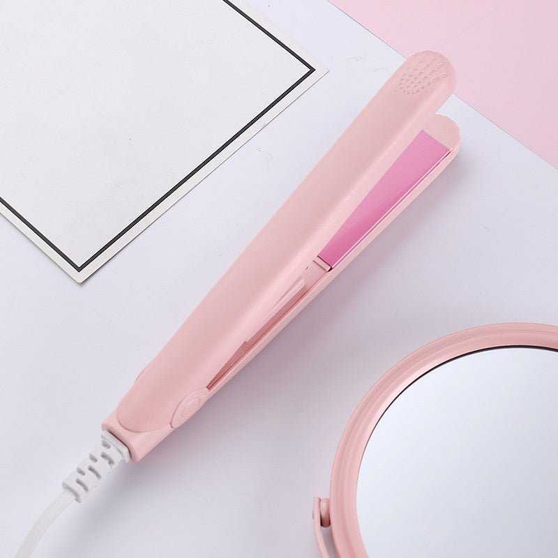 Mini Small Hair Straightener Curling Iron（Pink）