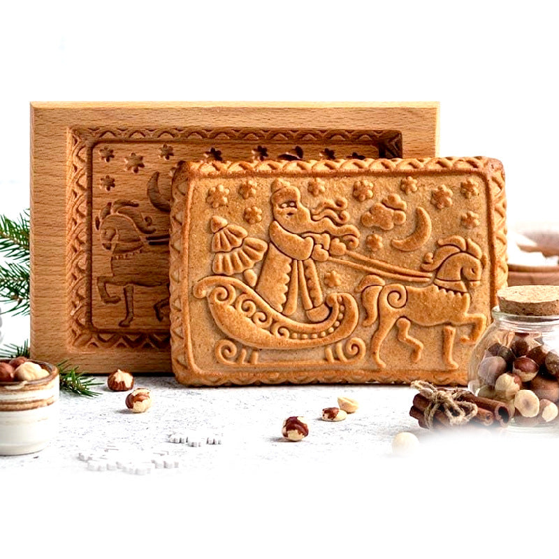 Cross-Border Cookie Mold Cutter Beech Cookie Shortbread Wooden Cookie Mold Biscuit Mold Flower