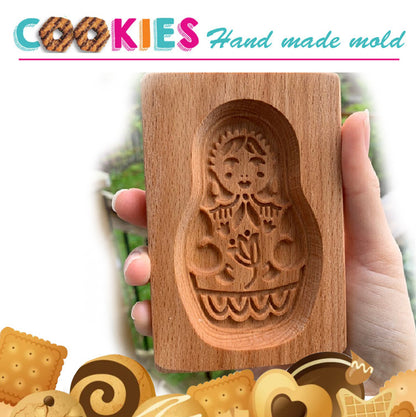 Cross-Border Cookie Mold Cutter Beech Cookie Shortbread Wooden Cookie Mold Biscuit Mold Flower