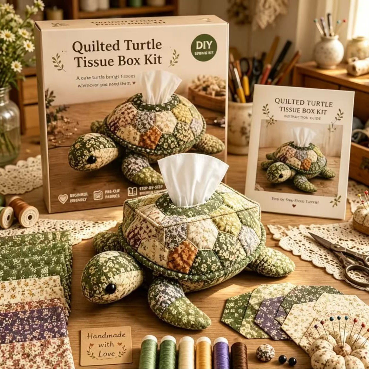 Cross-Border Patchwork Turtle-Shaped Tissue Box Diy Patchwork Animal-Shaped Tissue Box