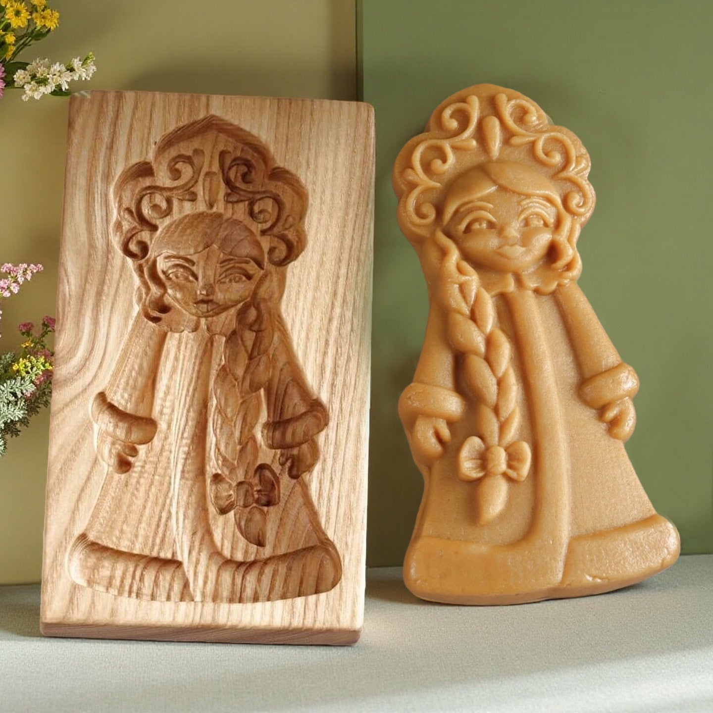 Cross-Border Cookie Mold Cutter Beech Cookie Shortbread Wooden Cookie Mold Biscuit Mold Flower