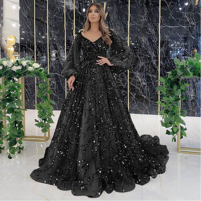 lusailstore-Heavy Industry Beaded Evening Dress Sexy Lady Aura