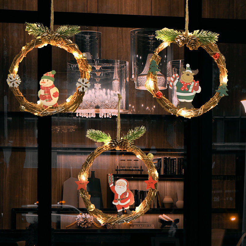 lusailstore - Santa Claus snowman window hanging lights