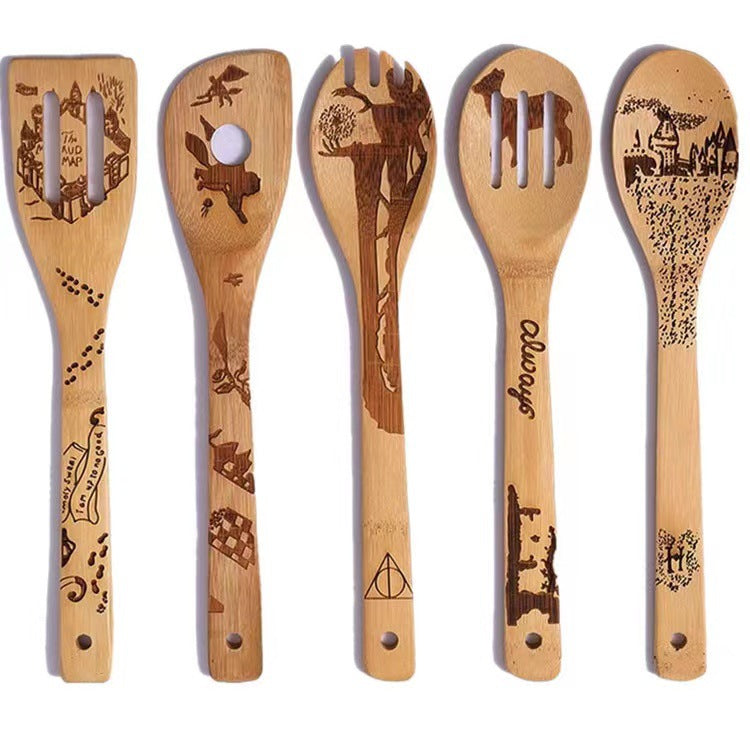 lusailstore - laser engraved logo bamboo spoon spatula sets