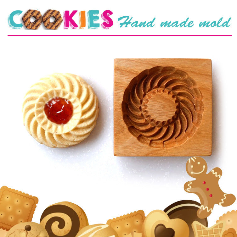 Cross-Border Cookie Mold Cutter Beech Cookie Shortbread Wooden Cookie Mold Biscuit Mold Flower