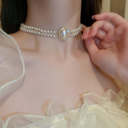 lusailstore - Magnetic heart-shaped pearl pendant necklace