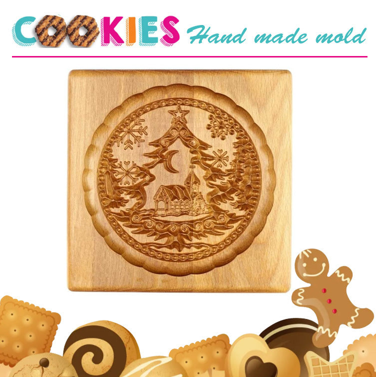Cross-Border Cookie Mold Cutter Beech Cookie Shortbread Wooden Cookie Mold Biscuit Mold Flower