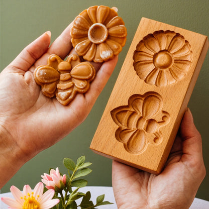 Cross-Border Cookie Mold Cutter Beech Cookie Shortbread Wooden Cookie Mold Biscuit Mold Flower