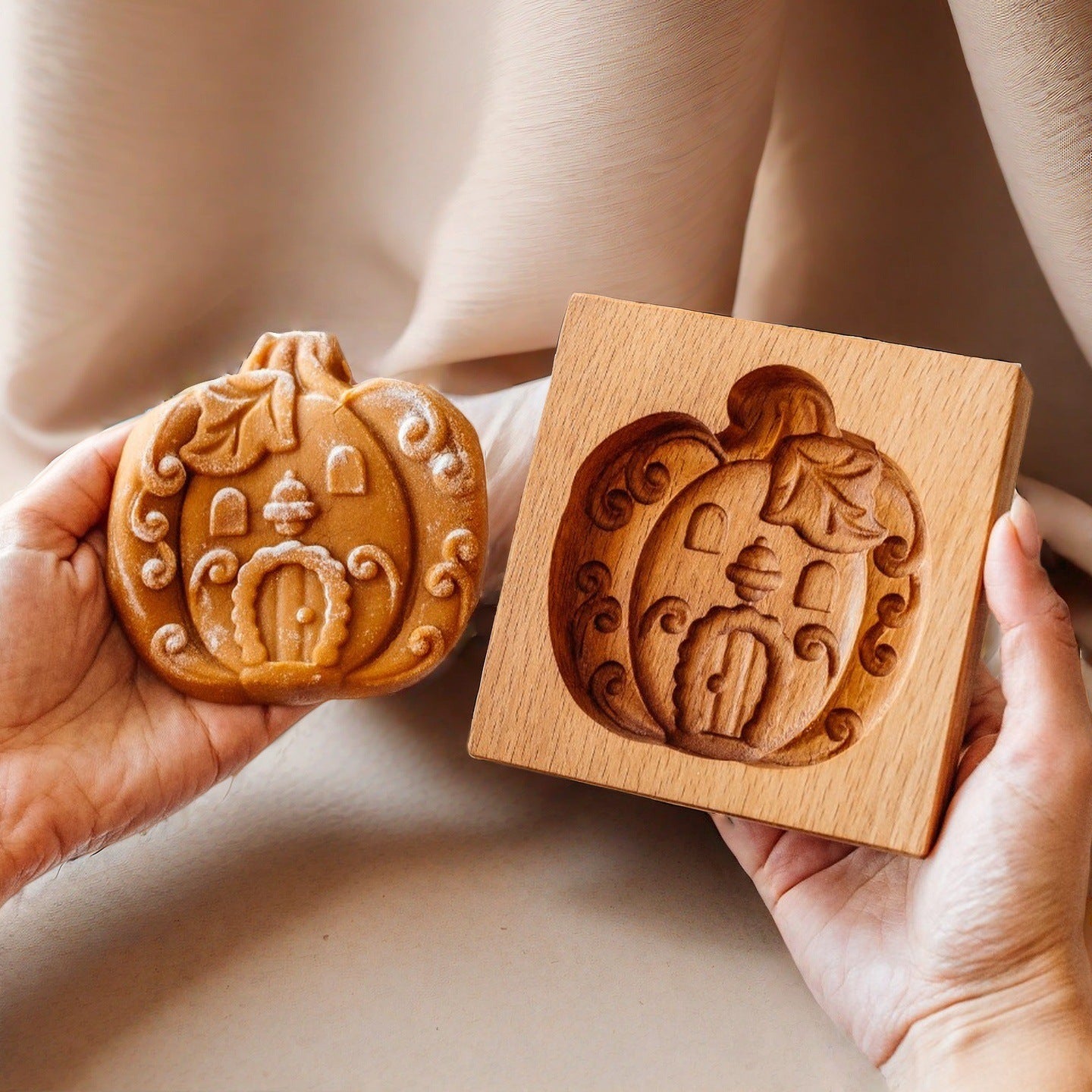 Cross-Border Cookie Mold Cutter Beech Cookie Shortbread Wooden Cookie Mold Biscuit Mold Flower