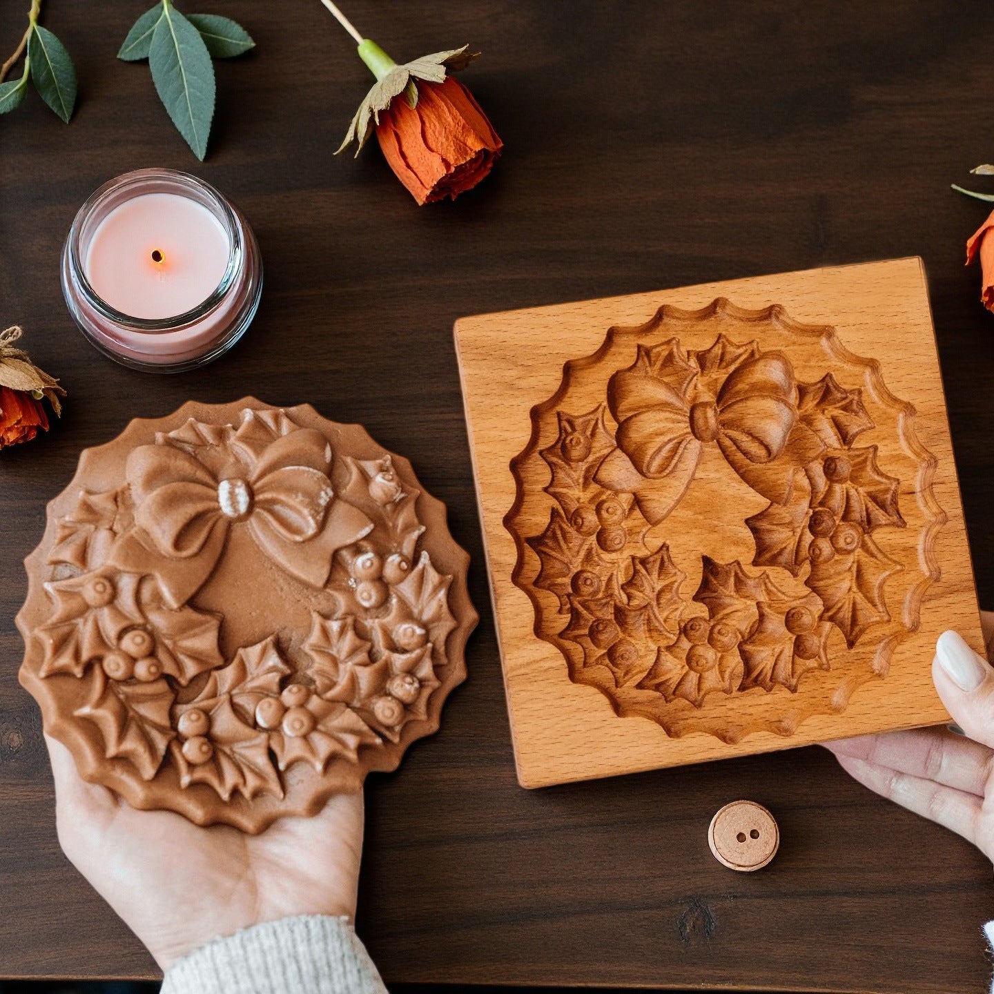 Cross-Border Cookie Mold Cutter Beech Cookie Shortbread Wooden Cookie Mold Biscuit Mold Flower