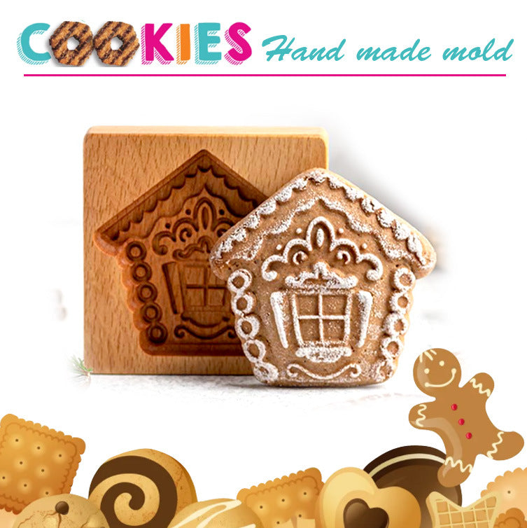 Cross-Border Cookie Mold Cutter Beech Cookie Shortbread Wooden Cookie Mold Biscuit Mold Flower