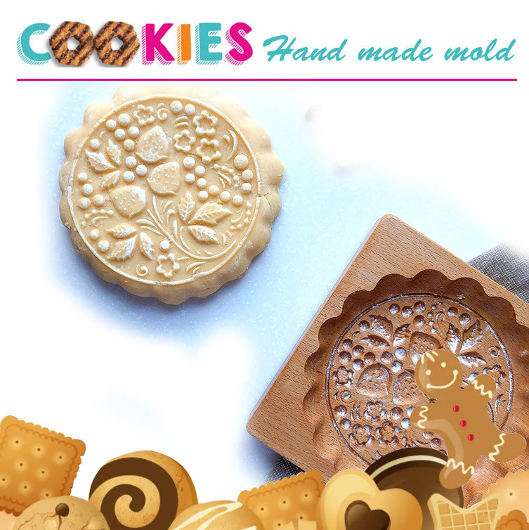 Cross-Border Cookie Mold Cutter Beech Cookie Shortbread Wooden Cookie Mold Biscuit Mold Flower