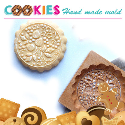 Cross-Border Cookie Mold Cutter Beech Cookie Shortbread Wooden Cookie Mold Biscuit Mold Flower