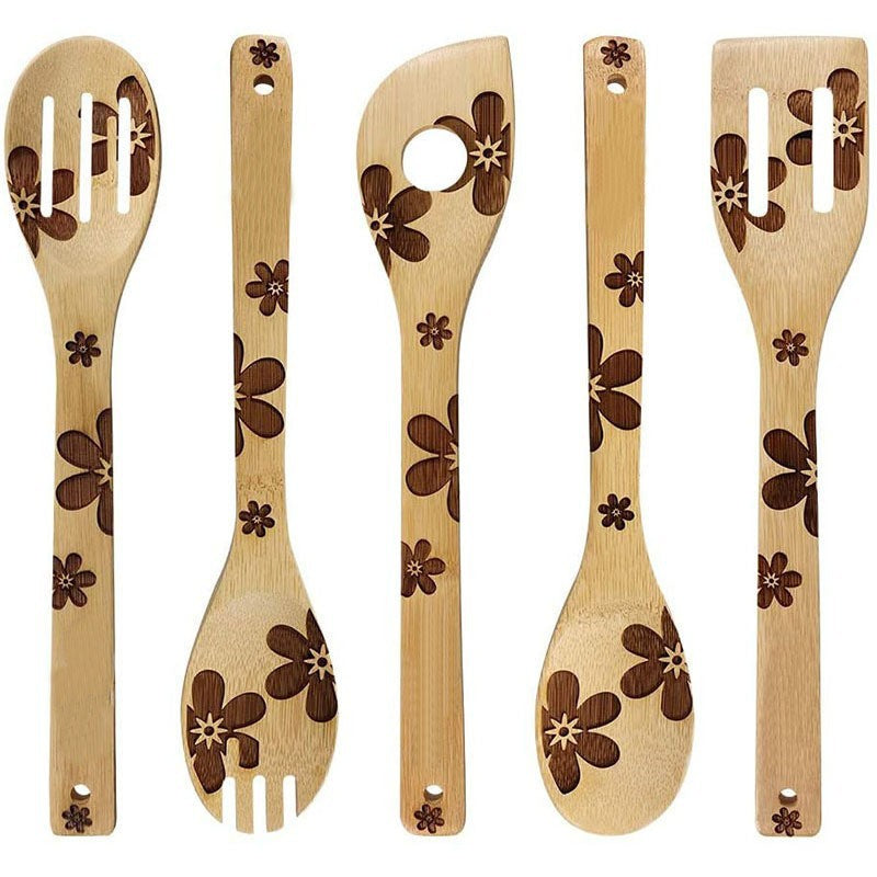 lusailstore - laser engraved logo bamboo spoon spatula sets