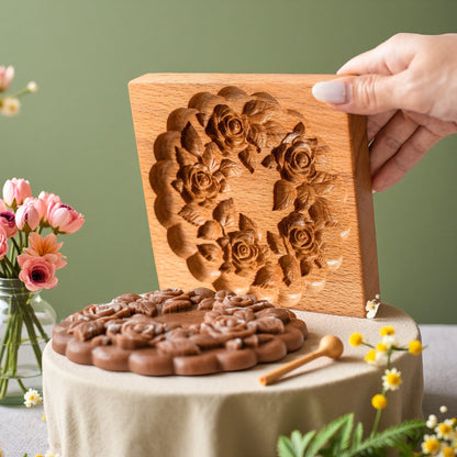 Cross-Border Cookie Mold Cutter Beech Cookie Shortbread Wooden Cookie Mold Biscuit Mold Flower