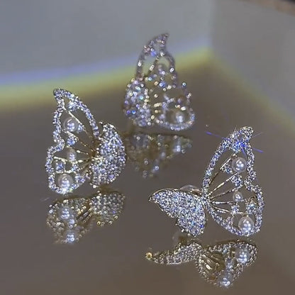 lusailstore - Double layer detachable butterfly earrings