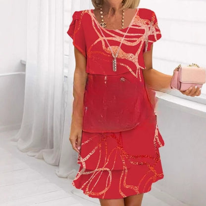 lusailstore -  Multi-floral print layered dress
