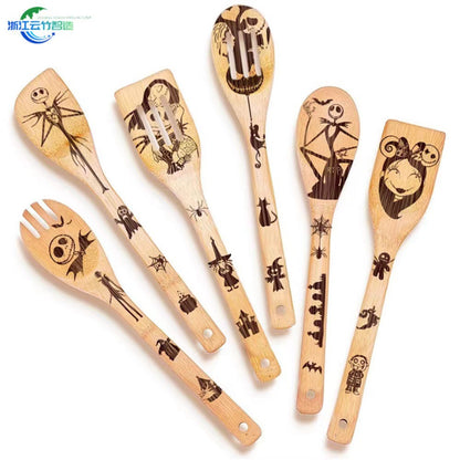 lusailstore - laser engraved logo bamboo spoon spatula sets