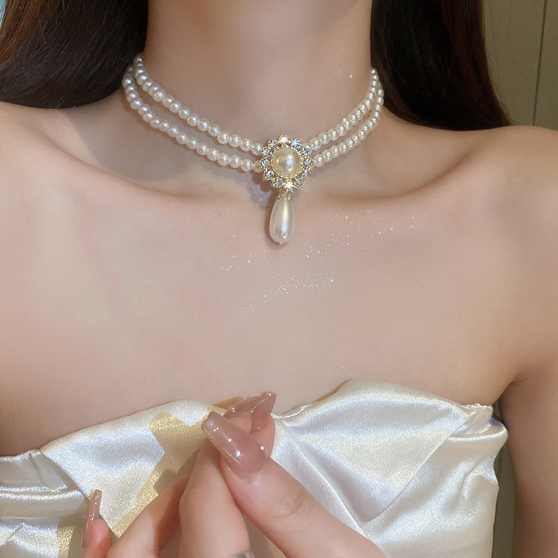 lusailstore - Magnetic heart-shaped pearl pendant necklace