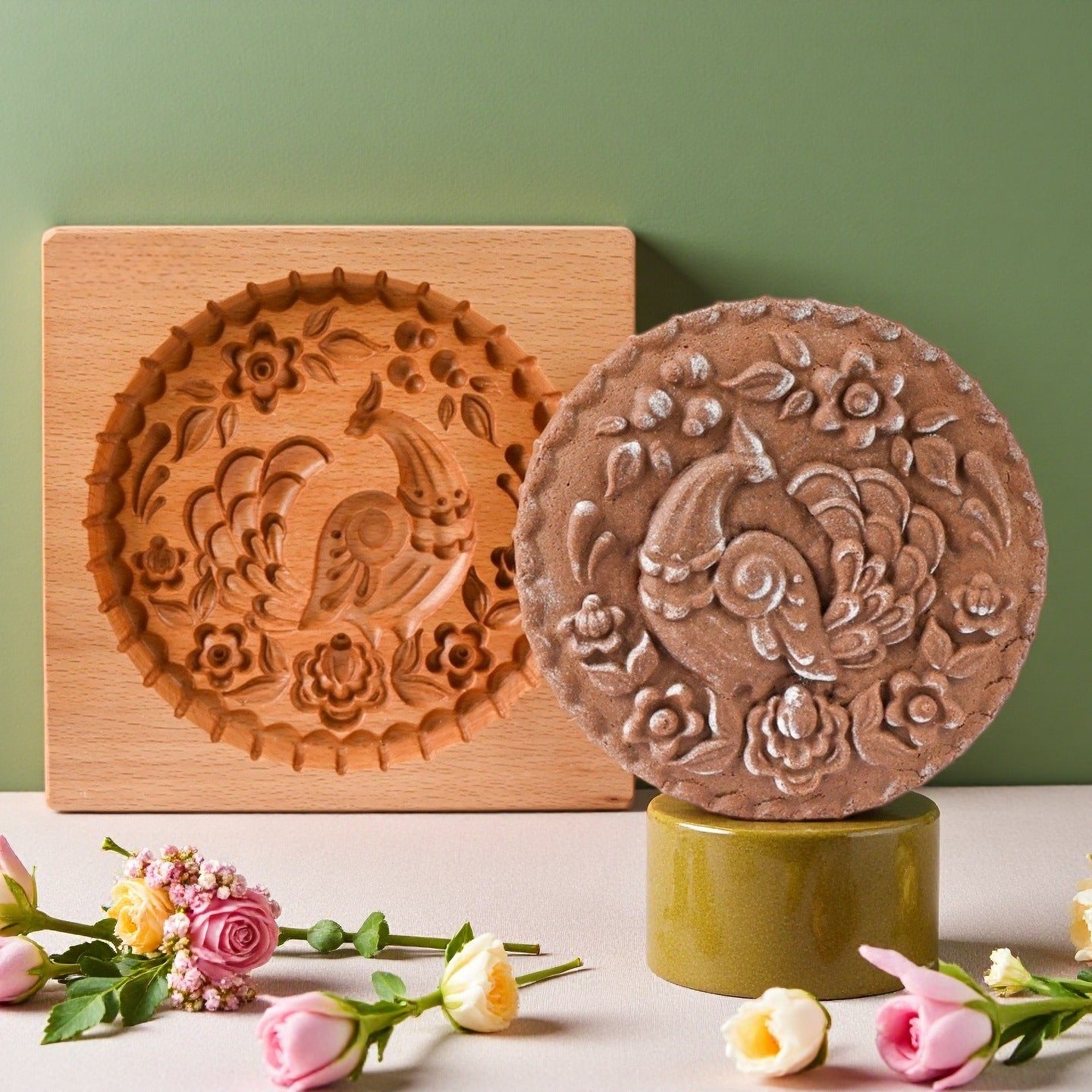 Cross-Border Cookie Mold Cutter Beech Cookie Shortbread Wooden Cookie Mold Biscuit Mold Flower