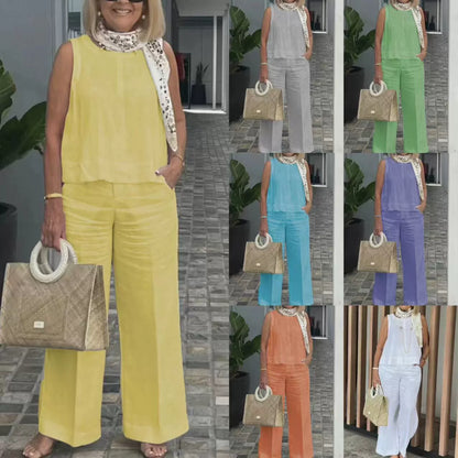 lusailstore - Cotton and linen sleeveless suit