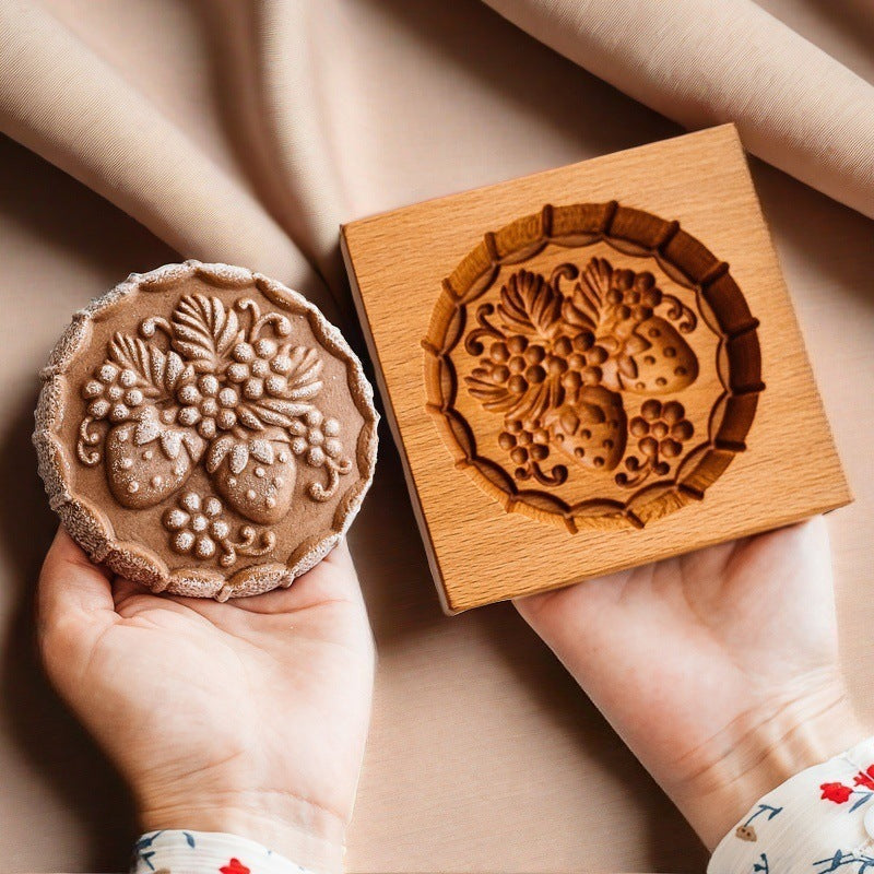 Cross-Border Cookie Mold Cutter Beech Cookie Shortbread Wooden Cookie Mold Biscuit Mold Flower