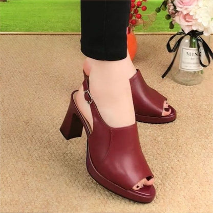 lusailstore-Stylish and Comfortable High Heel Leather Sandals for Women