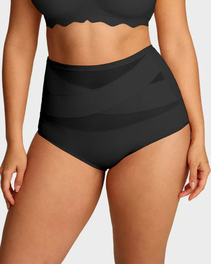lusailstore - Plus-Size High-Waist Cross Tummy Control Panties