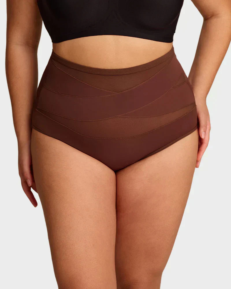lusailstore - Plus-Size High-Waist Cross Tummy Control Panties