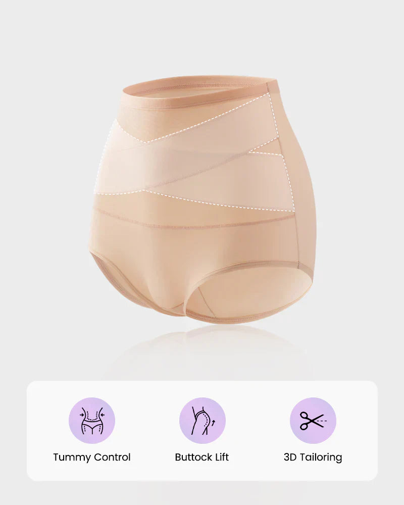 lusailstore - Plus-Size High-Waist Cross Tummy Control Panties
