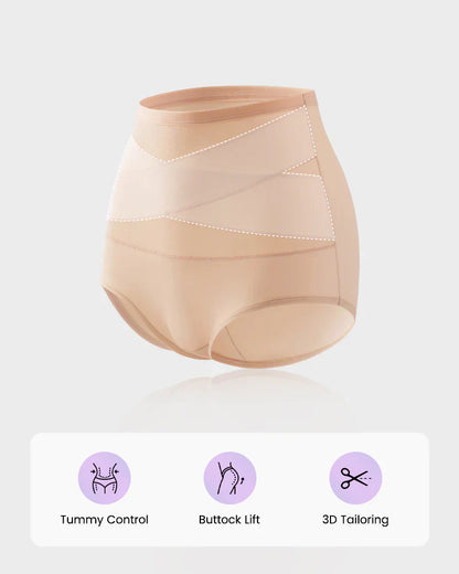 lusailstore - Plus-Size High-Waist Cross Tummy Control Panties