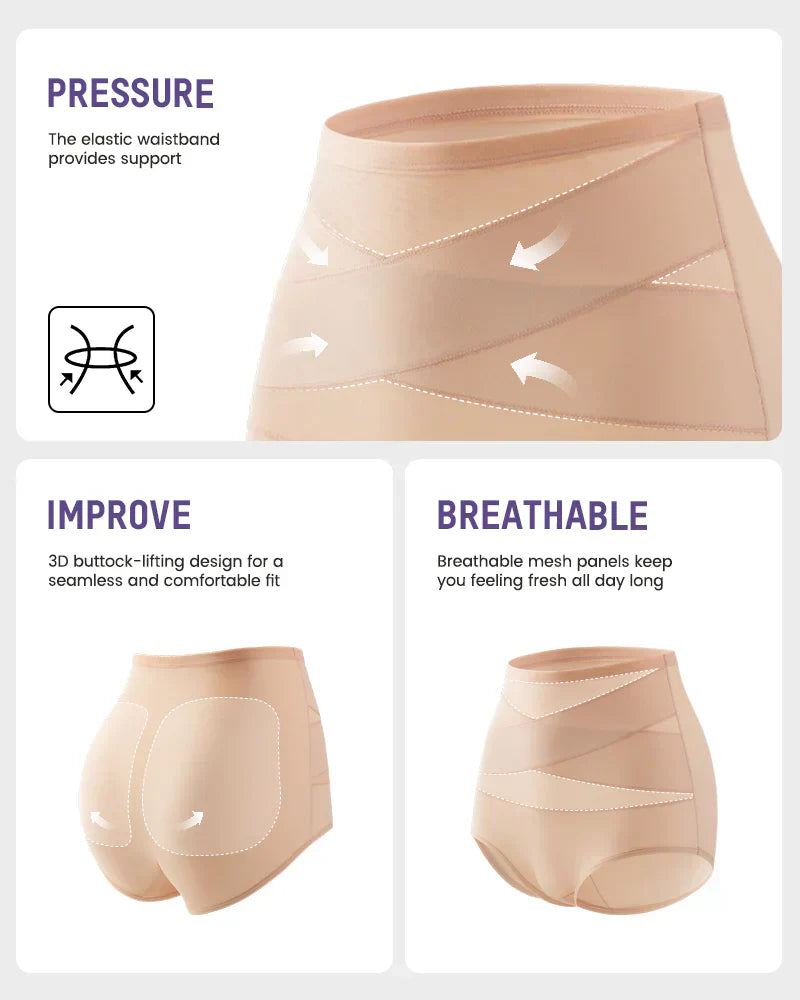 lusailstore - Plus-Size High-Waist Cross Tummy Control Panties
