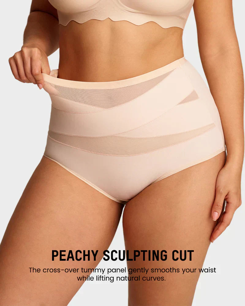 lusailstore - Plus-Size High-Waist Cross Tummy Control Panties