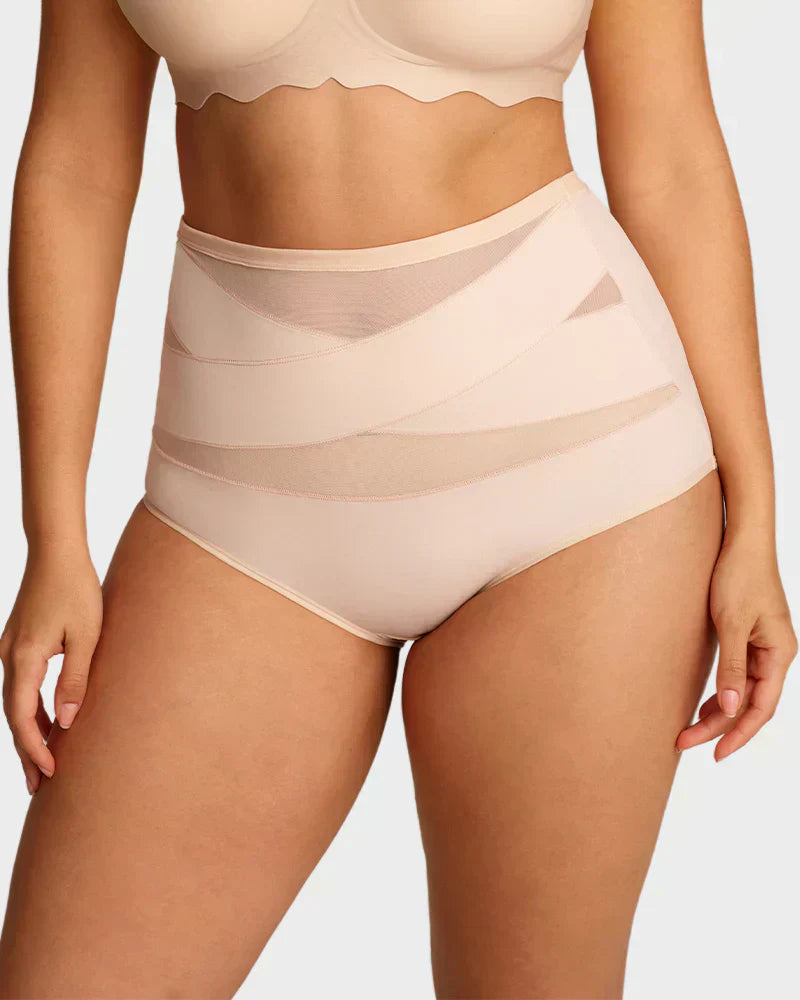 lusailstore - Plus-Size High-Waist Cross Tummy Control Panties