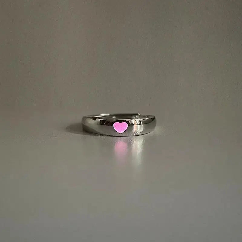 lusailstore - Glow in Dark Matching Hearts Couple Rings Set