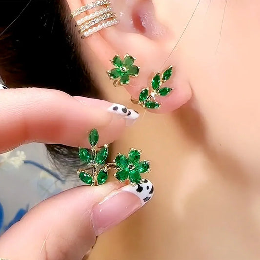 lusailstore - Luxe Green Flower Earrings