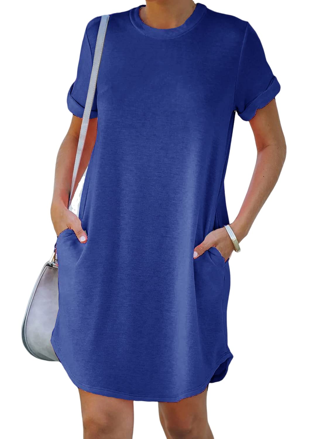 lusailstore - Casual short-sleeved T-shirt dress with pockets