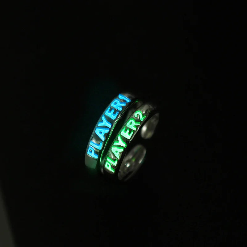 lusailstore - Glow in Dark Matching Hearts Couple Rings Set