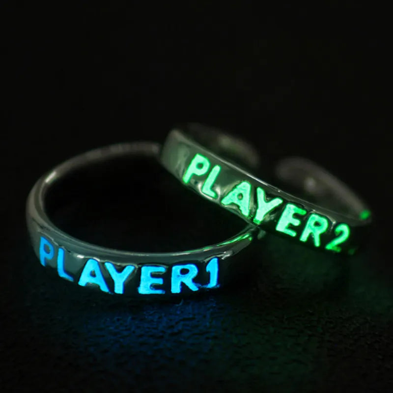 lusailstore - Glow in Dark Matching Hearts Couple Rings Set