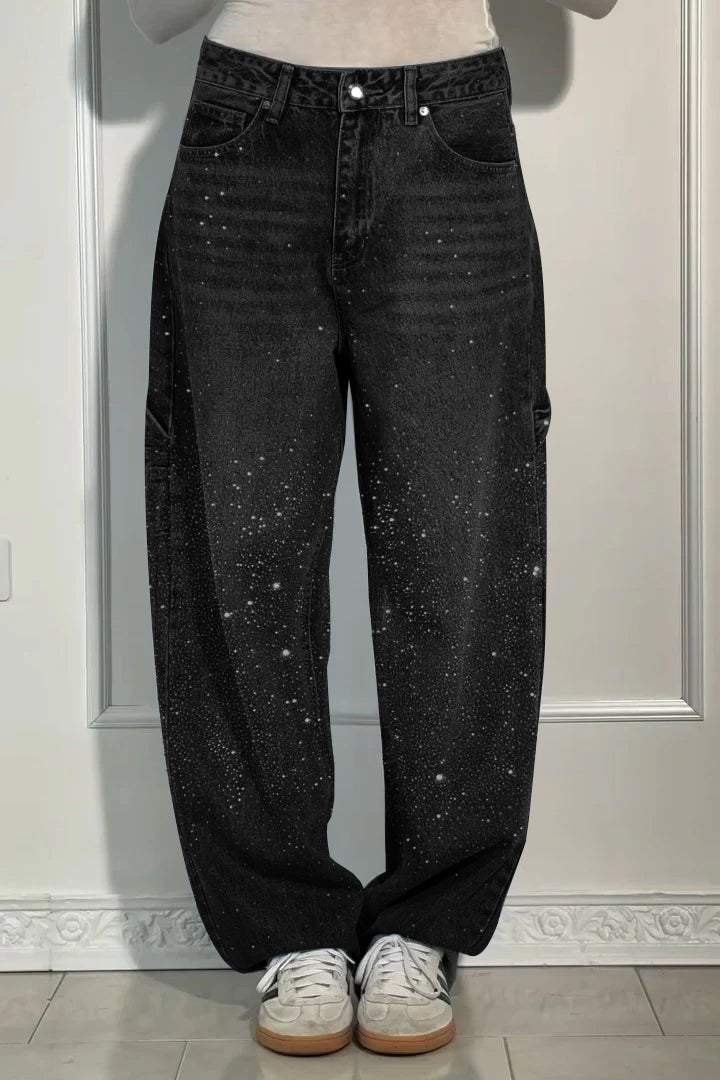 lusailstore - Women's rhinestone harem jeans