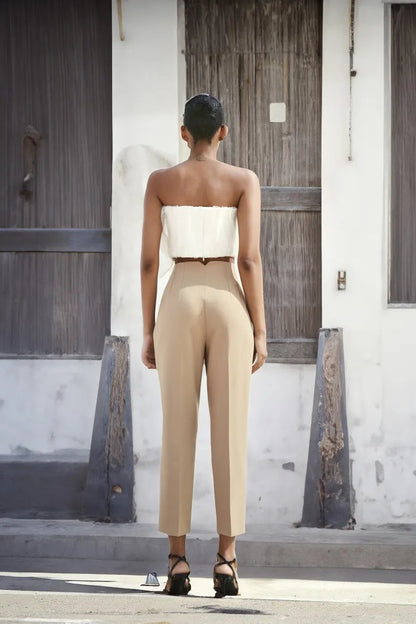 lusailstore - Tailored Pleat High Waist Pants