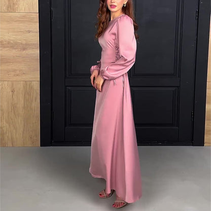 lusailstore - French Elegant Soft Elastic Cuff Long Dress