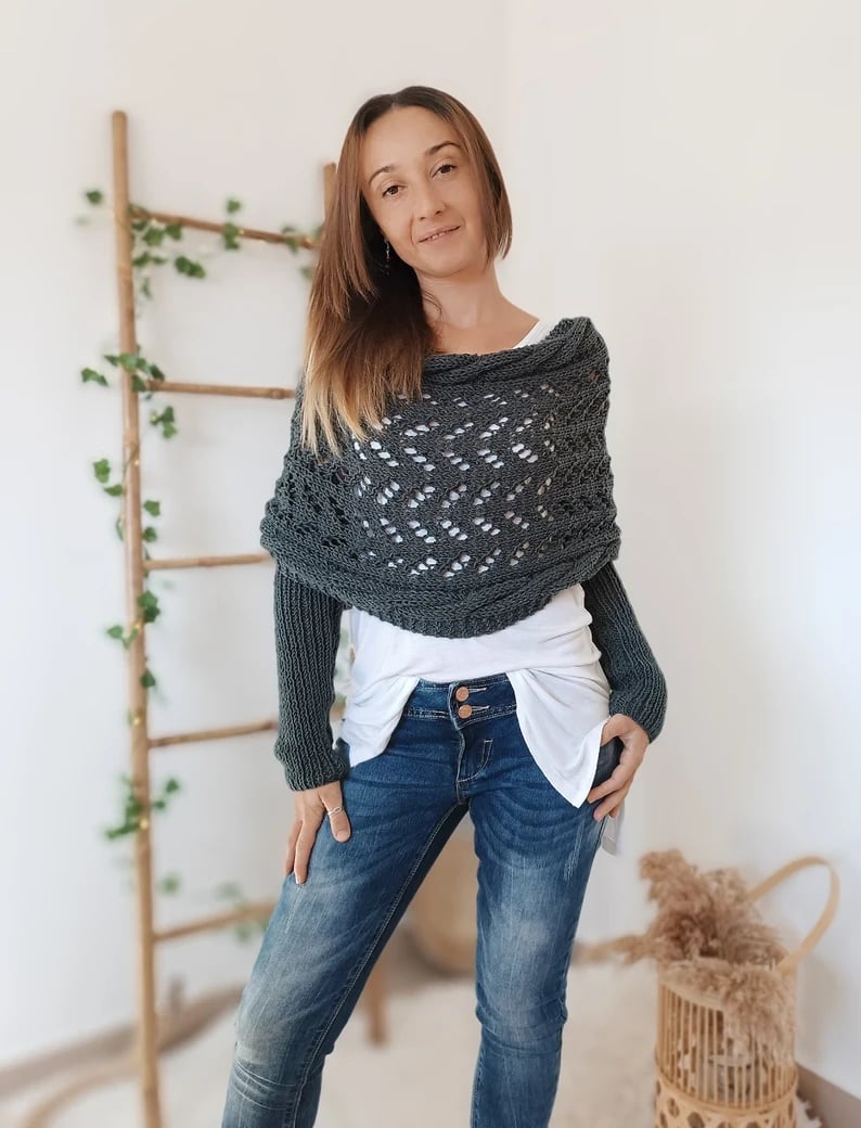 lusailstore - Knitted Wrap Shrugs For Women