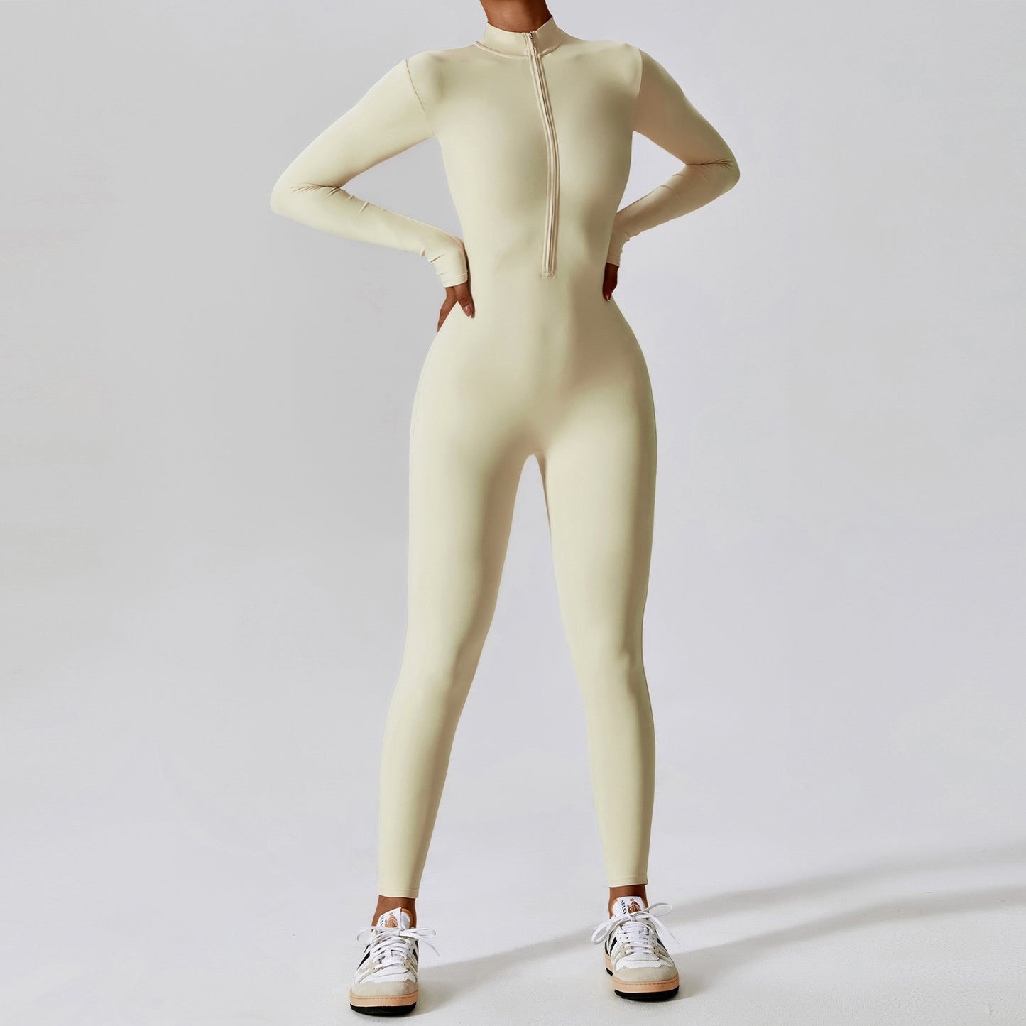 lusailstore - zippered nude bodysuit