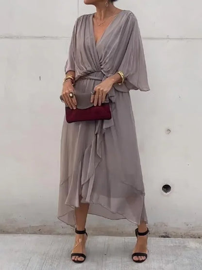 lusailstore - womens irregular bat sleeve dresses