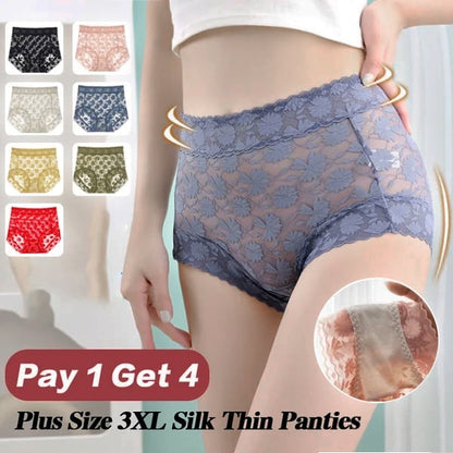 lusailstore-Sexy Seamless Thin Lace Silk Care Panties