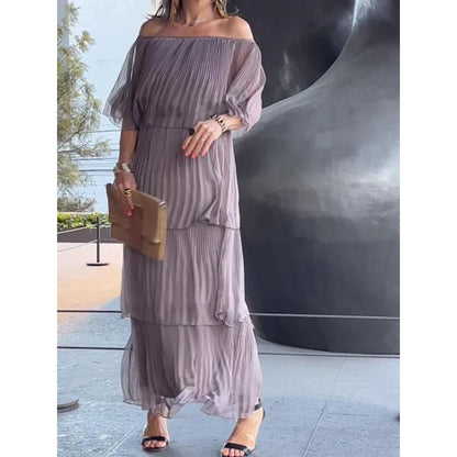 lusailstore - Chiffon cake long dress