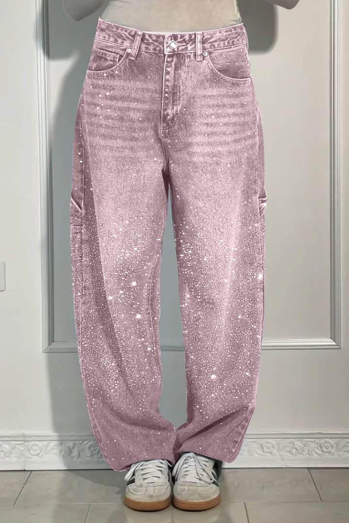 lusailstore - Women's rhinestone harem jeans