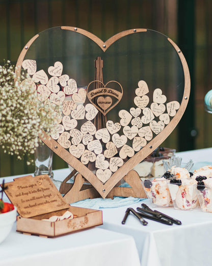 lusailstore - wooden heart guest book