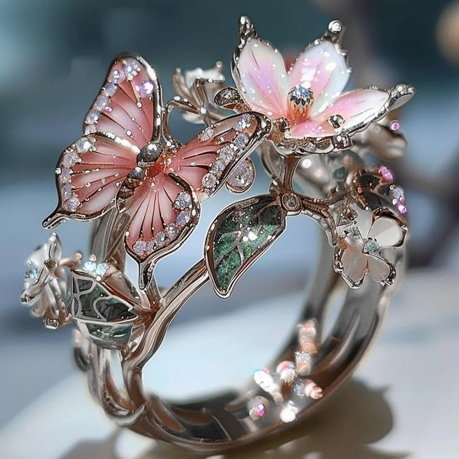 lusailstore-Butterfly Flower Ring